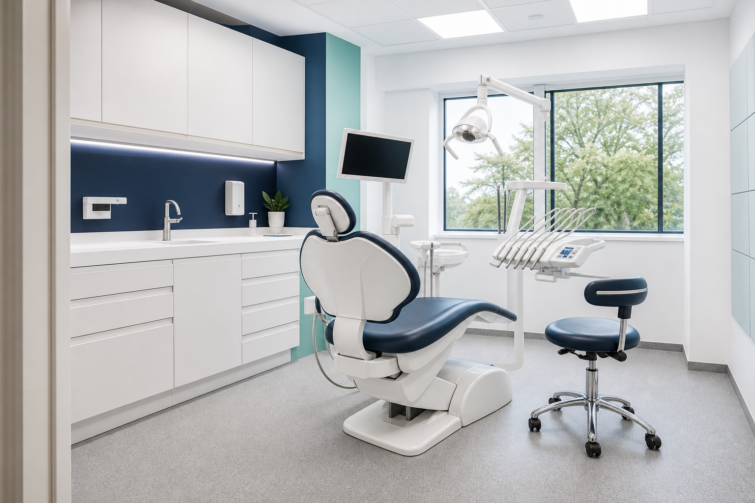 Representative visual of a completed modern dental surgery fit-out environment.